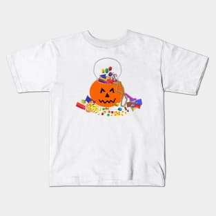 Halloween Candy Pumpkin Bucket (White Background) Kids T-Shirt